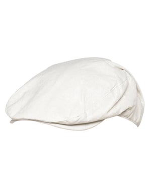 Flat keps i linne för herrar i Cream & Denim - Cream