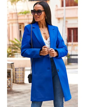 Cobalt Blue Single Breasted Coat