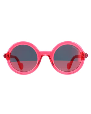 Moncler ML0005 75Z glimmende fuchsia paarse gradiÃ«nt gespiegelde zonnebril
