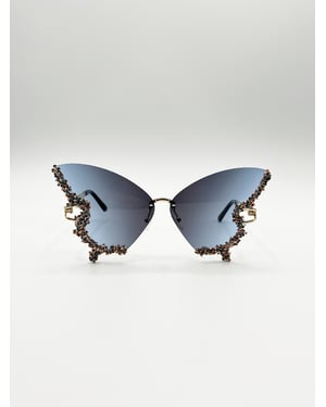 Butterfly Lens with Crystal Detail in Blue
