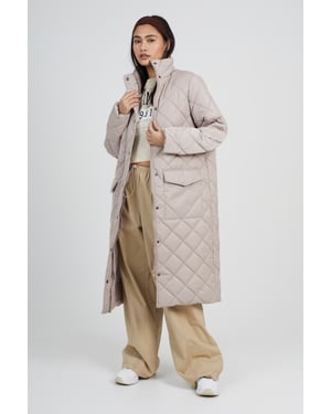 Stone Long Diamond Quilted Jacket
