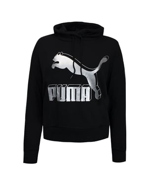 Puma Graphic Logo Long Sleeve Pullover Black Womens Hoodie 595915 71