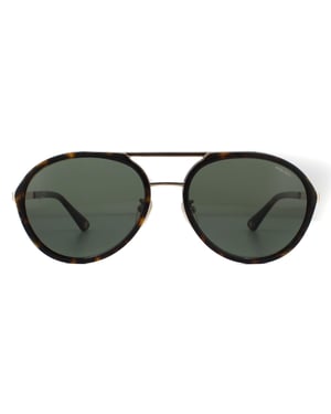 Police Aviator Mens Shiny Rose Gold Green Sunglasses