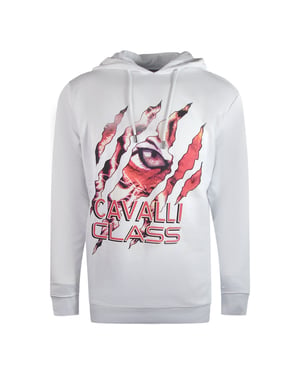 Cavalli Class Peeking Tiger Design witte hoodie