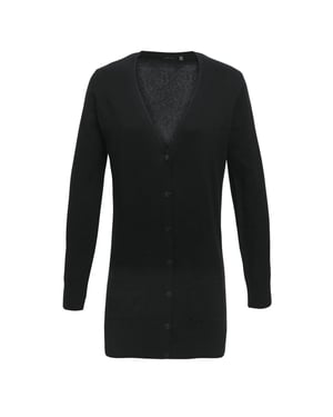 Premier Womens/Ladies Longline V Neck Cardigan (Black)