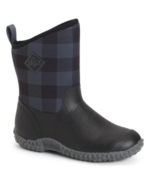 Muck Boots Muckster II Mid Rubberen Zwart/Grijze Geruite Regenlaarzen