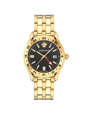 Versace Greca Tijd GMT Heren Gouden Horloge VE7C00723