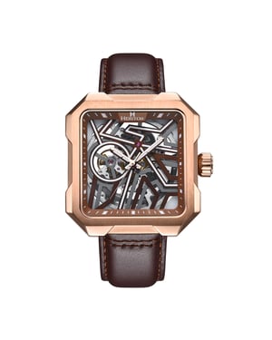 Heritor Automatic Campbell Leather-Band Skeleton Watch