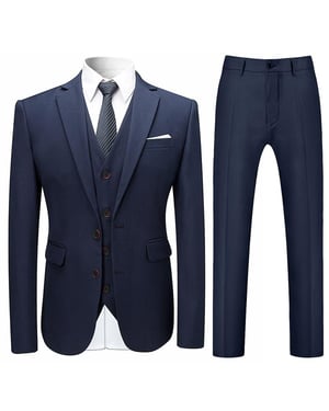 3-delad slim fit marinblå kostym för herrar