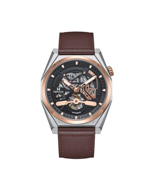 Heritor Automatic Amadeus semi-skelet lederen bandhorloge