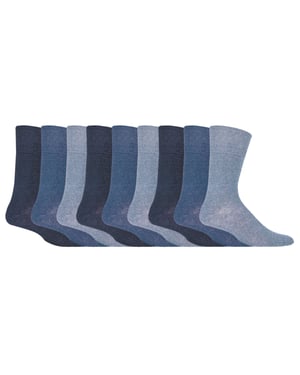9 paar sokken zonder elastiek katoenen herensokken | Gentle Grip | Zachte losse sokken | Diabetische vriendelijke sokken - Blauw