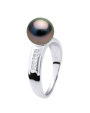 Ring Sieraden - Echte Gecultiveerde Tahiti Parel Rond 8-9 mm