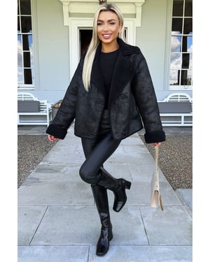 Black Faux Shearling Coat