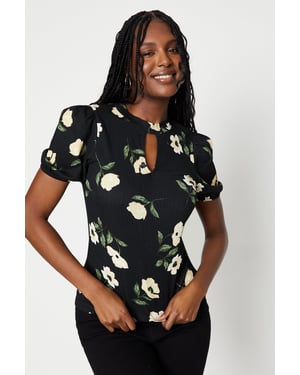 Keyhole Neck With Puff Sleeve