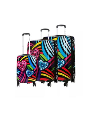 Printed Hard Shell Dual 4 Wheel Luggage Suitcase