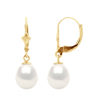 DIADEMA - Earrings - Yellow Gold and Real Freshwater Pearls