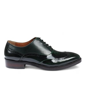 Justin Reess Men's Green Patent Leather Brogue Formal Shoes - Harry