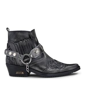 Herr Grey Snakeskin Winklepicker Cowboy Läder Ankelkängor