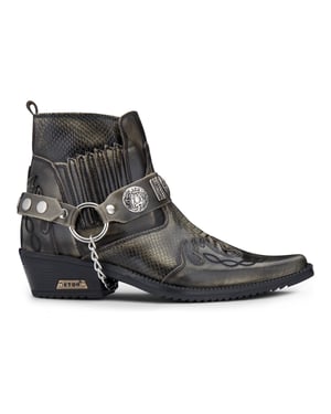 Heren olijfkleurige slangenleer Winklepicker cowboy lederen enkellaarzen