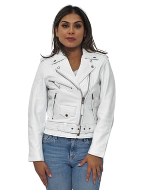 Women's Cowhide Brando Leather Biker Jacket-Murcia