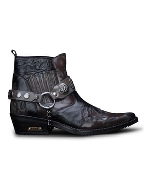 Herrar Bruna Snakeskin Winklepicker Cowboy Läder Ankelkängor