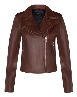 Womens Leather Classic Biker Brando Jacket-Baku