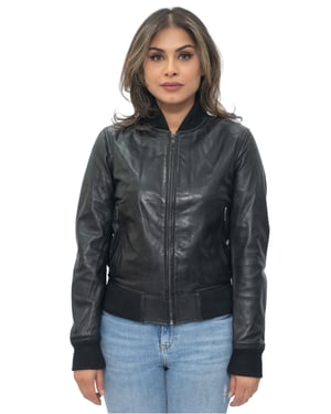 Womens MA-1 Leather Bomber Jacket-Abbotsford