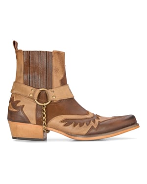 Heren leren cowboy-enkellaarzen bruin Cubaanse biker Winklepickers Western Country
