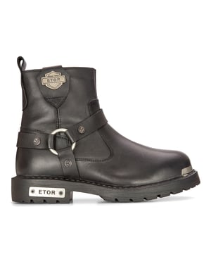Militärstövlar i läder för män Svart Combat Biker Motorcykel Punk Western Boot