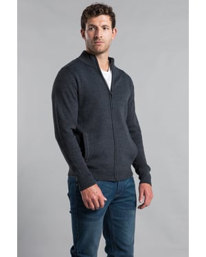 Recycled Cotton Blend Zip-Through Cardigan