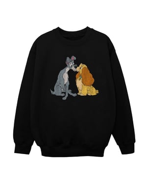 Disney Meisjes Lady And The Tramp Distressed Kiss Sweatshirt (Zwart)