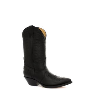 Grinders Unisex Black Leather Cowboy Boots-Arizona HI