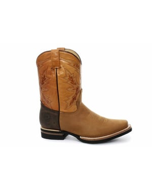 Grinders Tan Mid-Calf Cowboy Leather Boots- El Paso
