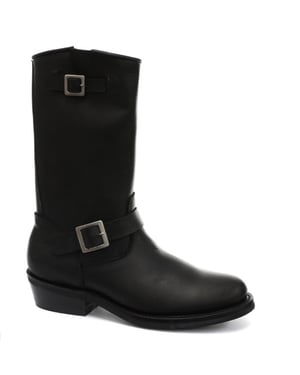 Grinders Unisex Black Smooth Sole Western Leather Boots-Rebel