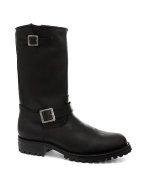 Grinders Mens Black Western Combat Leather Boots- Wild One