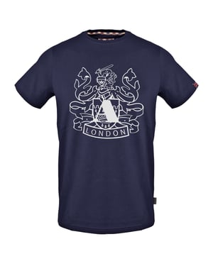 Aquascutum Large Shield Aldis Logo Navy Blue T-Shirt