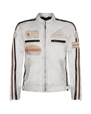 Leren race-motorfietsjack met rits