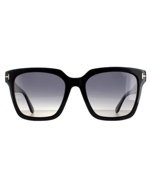 Tom Ford Square Womens Shiny Black Smoke Polarized Selby FT0952