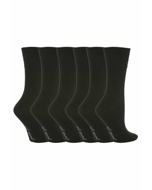Gentle Grip - 6 Pairs Ladies Gentle Grip Non Elastic Socks - GG67 Black