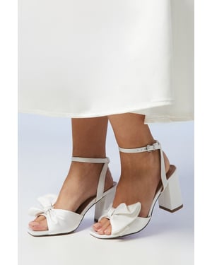Tina Bridal Satin Soft Ruffle High Block Heel Sandal