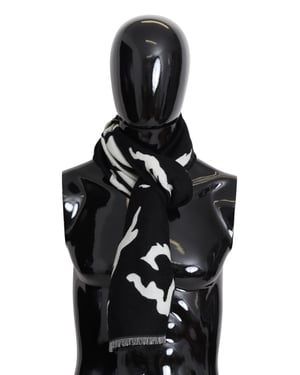 Givenchy Svart Vit Ull Unisex Vinter Varm Scarf Wrap Herrsjal