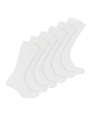6 Pair Multipack Boys Bamboo Sport Socks | Sock Snob | Breathable Crew Kids White PE Socks - White