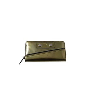 Alexander McQueen Zip Long Wallet with Metal Stud Detail in Gold Leather