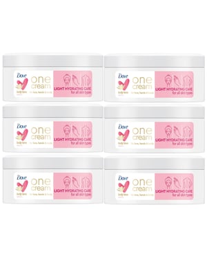 Dove Light Hydrating Care One Cream for Face,Hands & Body for All Skin 250ml,6pk