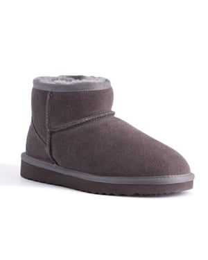Aus Wooli "Bondi" Australia Short Sheepskin Ankle Boot, Grey
