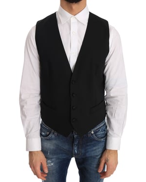 Dolce & Gabbana Mannen Zwart Wollen Zijden Vest