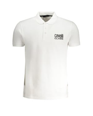 Cavalli Class Bold Logo Vit Polo Shirt
