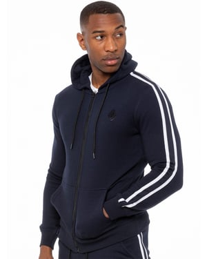 Mens zip up hoodie with tape| enzo designer menswear