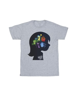 Disney Jongens Binnenste Buiten Hoofd Silhouet T-shirt (Sportgrijs)