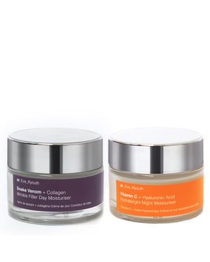 Snake Venom + Collagen Wrinkle Filler Day Moisturiser 50ml + Vitamin C + Hyaluronic Acid Hydrabright Night Moisturiser 50ml